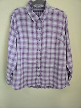 Lee Riderss Women's Purple Plaid Button-Front Shirt